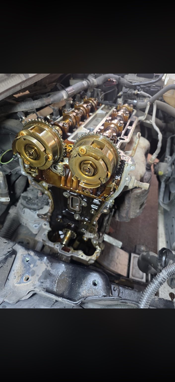 Vauxhall Corsa engine with the timing chain area exposed